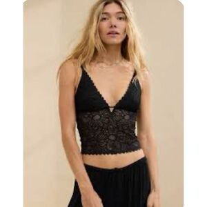 aerie Black Lace Bralette Cami